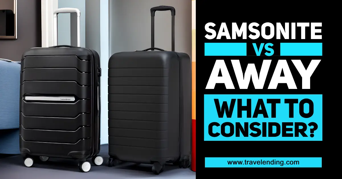 two samsonite vs away luggage comparison side-by-side