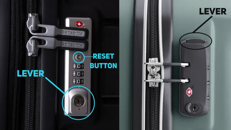 Samsaonite lock set and reset