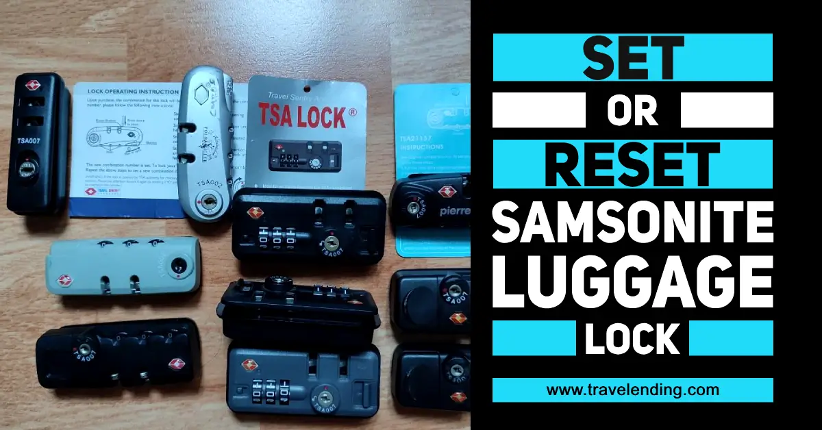 different types of Samsonite luggage locks lying on a table that can be reset