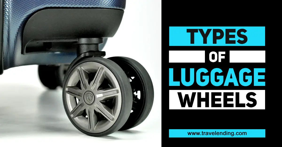 a dual-spinner wheel of a luggage representing the types of luggage wheels